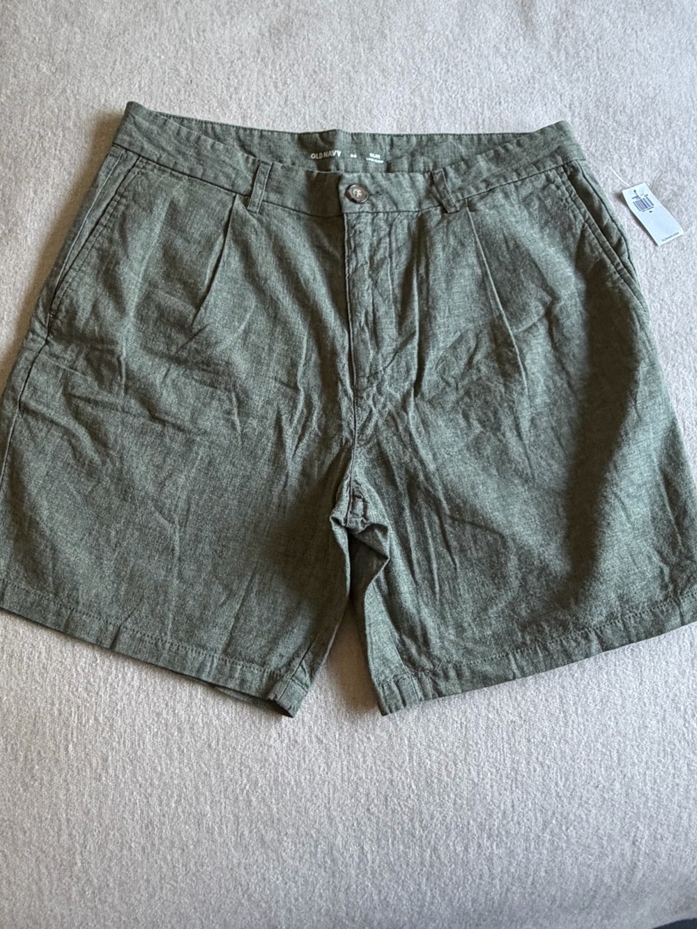 Old Navy Men's Olive Green Flat Front Linen Shorts